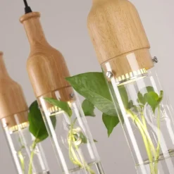 LED Wooden Pendant Light - Stylish Plant Hanging Fixture