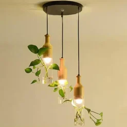 LED Wooden Pendant Light - Stylish Plant Hanging Fixture