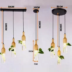 LED Wooden Pendant Light - Stylish Plant Hanging Fixture