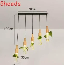 LED Wooden Pendant Light - Stylish Plant Hanging Fixture