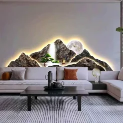 LED-Berg-Leinwandkunst - Majestätische Gipfel Wanddekoration