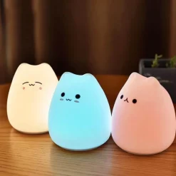 LED-Katzen-Nachtlampe – Buntes Silikonlicht mit Berührungssensor
