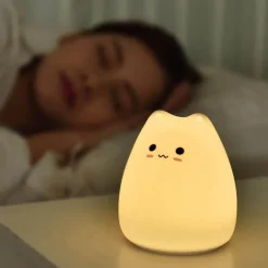 LED-Katzen-Nachtlampe – Buntes Silikonlicht mit Berührungssensor