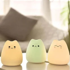 LED-Katzen-Nachtlampe – Buntes Silikonlicht mit Berührungssensor