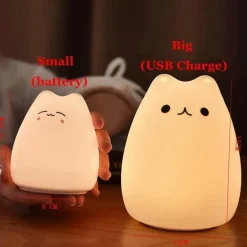 LED-Katzen-Nachtlampe – Buntes Silikonlicht mit Berührungssensor