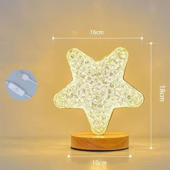 LED-Kristall-Stern-Mond-Nachtlicht - Dekorative Tischlampe für Kinder