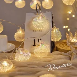 LED-Muschel-Lichterkette – Romantisches fluoreszierendes Dekor