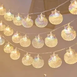 LED-Muschel-Lichterkette – Romantisches fluoreszierendes Dekor