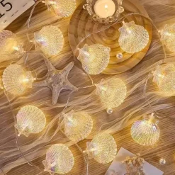 LED-Muschel-Lichterkette – Romantisches fluoreszierendes Dekor