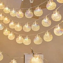 LED-Muschel-Lichterkette – Romantisches fluoreszierendes Dekor