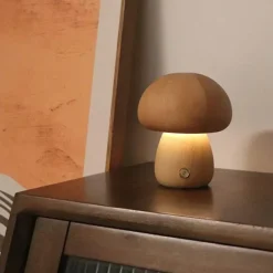 LED-Nachtlampe aus Holzpilz – Touch-Schalter-Design