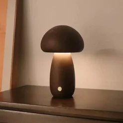 LED-Nachtlampe aus Holzpilz – Touch-Schalter-Design