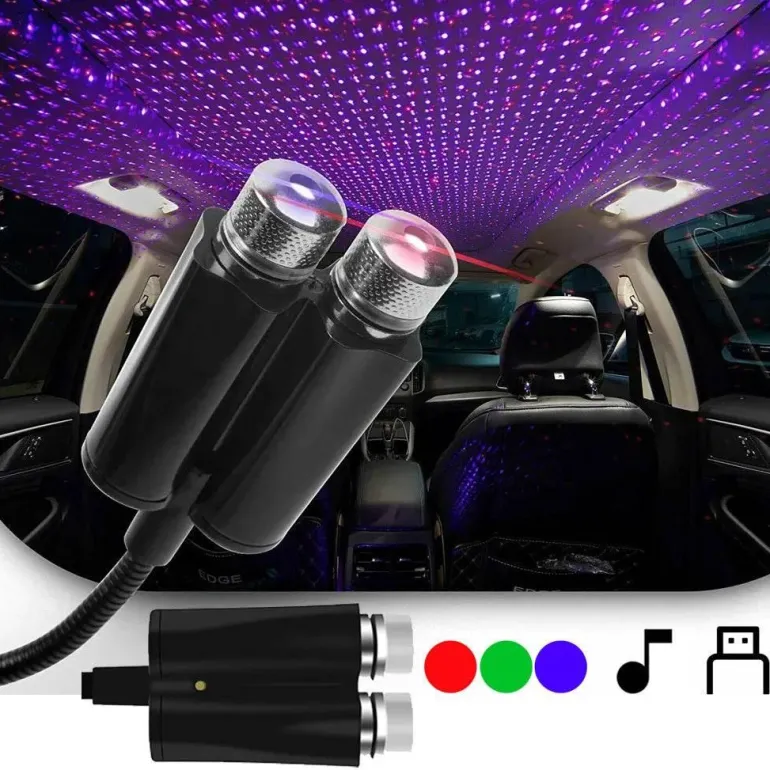 LED-Nachtlichtprojektor mit Tonaktivierung – farbenfrohes Himmelsdesign