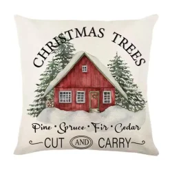 Leinen Frohe Weihnachten Kissenbezug 45x45cm Wurfkissenbezug