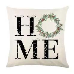 Leinen Frohe Weihnachten Kissenbezug 45x45cm Wurfkissenbezug