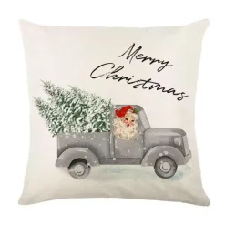 Leinen Frohe Weihnachten Kissenbezug 45x45cm Wurfkissenbezug