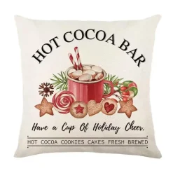 Leinen Frohe Weihnachten Kissenbezug 45x45cm Wurfkissenbezug