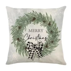 Leinen Frohe Weihnachten Kissenbezug 45x45cm Wurfkissenbezug