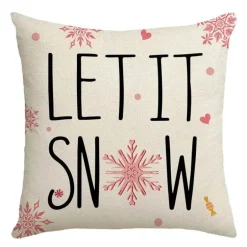 Leinen Kissenbezug mit Weihnachtsbuchstaben-Print - Weihnachtsdekoration