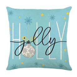 Leinen Kissenbezug mit Weihnachtsbuchstaben-Print - Weihnachtsdekoration