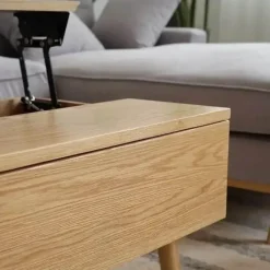 Liftable Nordic Wood Coffee Table - Space-Saving Design
