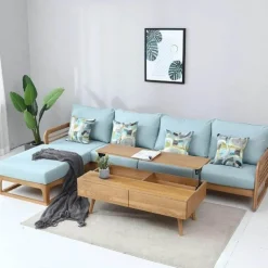 Liftable Nordic Wood Coffee Table - Space-Saving Design