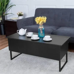 Lift-Top-Couchtisch - Moderner versteckter Stauraum aus schwarzem Holz