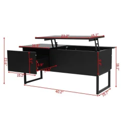Lift-Top-Couchtisch - Moderner versteckter Stauraum aus schwarzem Holz