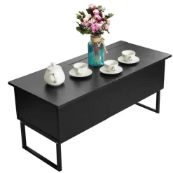 Lift-Top-Couchtisch - Moderner versteckter Stauraum aus schwarzem Holz