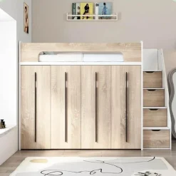Loft Bed with Pull-Out Cabinet - Space-Saving Solution