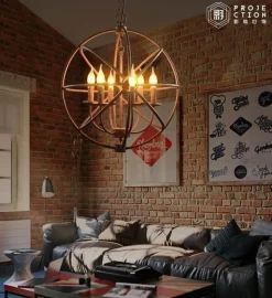 Loft Hanging Globe Iron Bird Cage Light - Modern Pendant Lamp