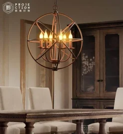 Loft Hanging Globe Iron Bird Cage Light - Modern Pendant Lamp