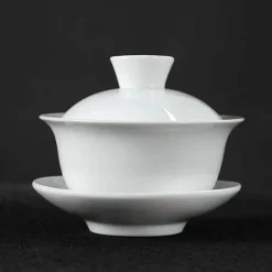 Lotus Gaiwan Teeservice – handgezeichnete Porzellanteekanne mit Puer-Tasse
