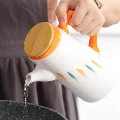 Ölspenderflasche aus Keramik – Bedrucktes Küchendekor