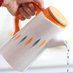 Ölspenderflasche aus Keramik – Bedrucktes Küchendekor