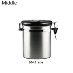 Luftdichter Kaffee-Aufbewahrungsbehälter aus Edelstahl mit CO2-Ventil – Frische-Keeper