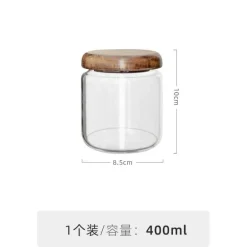 Luftdichtes Gewürzglas aus Glas – 284 ml Behälter mit Deckel aus Akazienholz