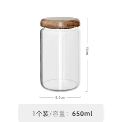 Luftdichtes Gewürzglas aus Glas – 284 ml Behälter mit Deckel aus Akazienholz