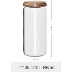 Luftdichtes Gewürzglas aus Glas – 284 ml Behälter mit Deckel aus Akazienholz