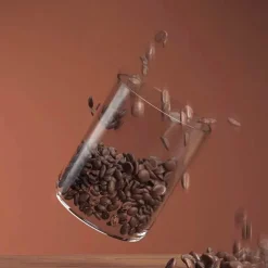 Luftdichtes Vorratsglas für Kaffeebohnen aus Glas mit Bambusdeckel – Küchen-Organizer für Frische