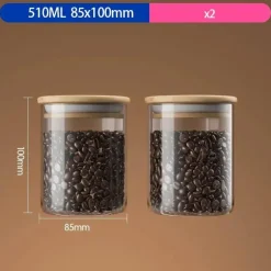 Luftdichtes Vorratsglas für Kaffeebohnen aus Glas mit Bambusdeckel – Küchen-Organizer für Frische