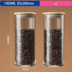 Luftdichtes Vorratsglas für Kaffeebohnen aus Glas mit Bambusdeckel – Küchen-Organizer für Frische