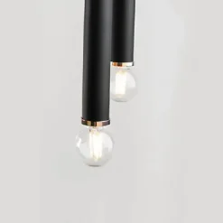 Lumivara Arc Double Bulb LED Pendant – Modern Black Metal Chandelier