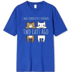 Lustiges Katzen-T-Shirt - Vor zwei Katzen war ich normal