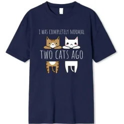Lustiges Katzen-T-Shirt - Vor zwei Katzen war ich normal
