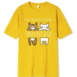 Lustiges Katzen-T-Shirt - Vor zwei Katzen war ich normal