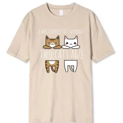 Lustiges Katzen-T-Shirt - Vor zwei Katzen war ich normal