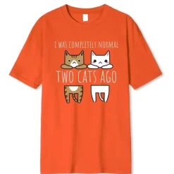 Lustiges Katzen-T-Shirt - Vor zwei Katzen war ich normal