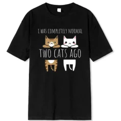 Lustiges Katzen-T-Shirt - Vor zwei Katzen war ich normal