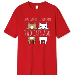 Lustiges Katzen-T-Shirt - Vor zwei Katzen war ich normal